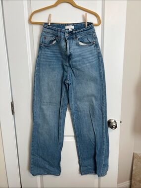 H&M High Rise Wide Leg Jeans Size 6 Medium Wash Relaxed Denim
